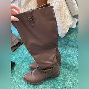 Brown half calf boots